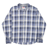 WRANGLER Mens Blue & White Plaid Shirt XL Casual Cotton Blend Long Sleeve