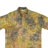 TRAVEL SMITH Mens Yellow & Brown Abstract Print Cotton Blend Shirt M Casual