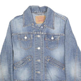 LEVI'S Womens Blue Denim Jacket S Cotton Blend Button Plain Casual Fashion