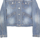 LEVI'S Womens Blue Denim Jacket S Cotton Blend Button Plain Casual Fashion