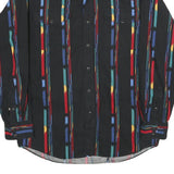 ROPER Mens Black & Multicolour Striped Shirt M Western Cotton Button