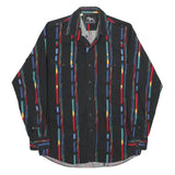 ROPER Mens Black & Multicolour Striped Shirt M Western Cotton Button