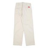 DICKIES Womens Relaxed Cotton Blend White Trousers W26 L28 Workwear Zip Closure