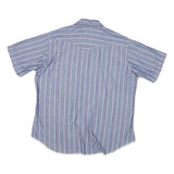 WRANGLER Mens Blue Striped Shirt XL Western Casual Summer Short Sleeve