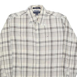 TOMMY HILFIGER Mens Grey & Cream Check Shirt M Button-Down Collar Long Sleeve