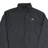 ADIDAS Mens Black Jacket L Polyester Blend Zip Plain Sportswear Casual Outerwear