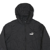PUMA Womens Black Hooded Zip Polyester Blend Jacket XL Quilted Activewear