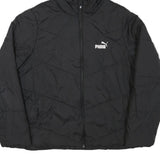 PUMA Womens Black Hooded Zip Polyester Blend Jacket XL Quilted Activewear