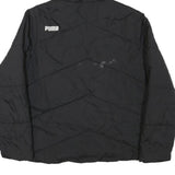 PUMA Womens Black Hooded Zip Polyester Blend Jacket XL Quilted Activewear