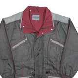 CRAZY WAVE Mens Grey & Burgundy Zip Jacket M Polyester Blend Plain Casual