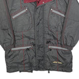 CRAZY WAVE Mens Grey & Burgundy Zip Jacket M Polyester Blend Plain Casual