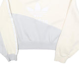 ADIDAS Womens Cream & Grey Sweatshirt Crew Neck UK 12 Cotton Blend Casual