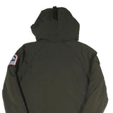 HELVETICA Mens Green Hooded Zip Jacket S Polyester Blend Plain Winter Utility