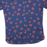 SELECTED HOMME Mens Blue Floral Short Sleeve Cotton Blend Shirt M Summer Casual
