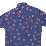 SELECTED HOMME Mens Blue Floral Short Sleeve Cotton Blend Shirt M Summer Casual