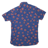 SELECTED HOMME Mens Blue Floral Short Sleeve Cotton Blend Shirt M Summer Casual