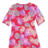JIGSAW Womens Red Floral Day Viscose Dress UK 8 Ruffled Hem Half Sleeve