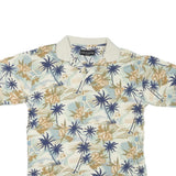 CROFT & BARROW Mens Beige Short Sleeve Floral Palm Tree Polo Shirt S Cotton