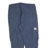 CARHARTT Mens Slim Blue Cargo Trousers W34 L26 Casual Workwear Zip Closure