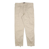 NORMANI Mens Regular Fit Beige Cargo Trousers W36 L32 Cotton Blend Zip Pocketed