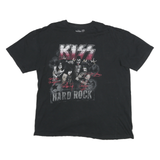 HARD ROCK CAFE Mens Black Kiss Graphic T-Shirt 2XL Short Sleeve Crew Neck Band