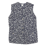 DAVINA Womens Navy Blue & White Printed Sleeveless Cotton Blend Day Dress UK S