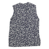 DAVINA Womens Navy Blue & White Printed Sleeveless Cotton Blend Day Dress UK S