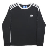 ADIDAS Womens Black & White Long Sleeve T-Shirt UK 16 Crew Neck Sports