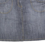 SB DENIM Womens Blue Cotton Blend Denim Mini Skirt Button Closure Casual Style M