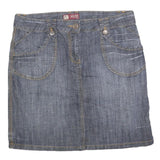 SB DENIM Womens Blue Cotton Blend Denim Mini Skirt Button Closure Casual Style M