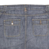 SB DENIM Womens Blue Cotton Blend Denim Mini Skirt Button Closure Casual Style M