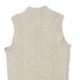ESSENTIALS Womens Cream Sleeveless Round Neck Ribbed Top S Lightweight Knit