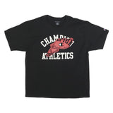CHAMPION Mens Black & Red Graphic T-Shirt 2XL Short Sleeve Crew Neck Cotton