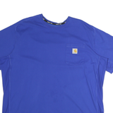 CARHARTT Mens Blue Graphic T-Shirt 2XL Short Sleeve Crew Neck Cotton Pocket