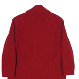 Womens Red Wool Blend Button Jacket M Plain Classic Fit Long Sleeve