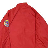 Mens Red Lightweight Nylon Button Jacket L Plain Casual Outerwear