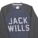 JACK WILLS Mens Blue & Grey Crew Neck XS Cotton Blend Sweatshirt Pullover