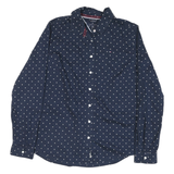 TOMMY HILFIGER Womens Navy Blue & White Polka Dot Shirt M Cotton Blend