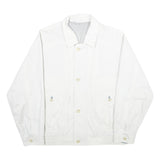 Mens White Polyester Blend Classic Jacket XL Zip Plain Button Collar Pocket