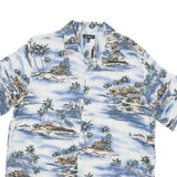 CROFT & BARROW Mens Blue Rayon Hawaiian Shirt L Tropical Island Beach Print
