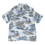 CROFT & BARROW Mens Blue Rayon Hawaiian Shirt L Tropical Island Beach Print