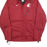 NIKE Mens Red Washington State Windbreaker Jacket S Polyester Zip Hooded Plain