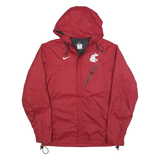 NIKE Mens Red Washington State Windbreaker Jacket S Polyester Zip Hooded Plain