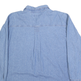 CINTAS Mens Blue Worker Shirt XL Cotton Relaxed Fit Button Up Long Sleeve