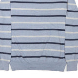 NAUTICA Mens Blue Cream Striped Pattern Jumper Crew Neck Basic Knit L Cotton