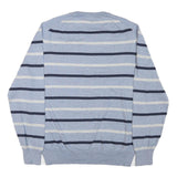 NAUTICA Mens Blue Cream Striped Pattern Jumper Crew Neck Basic Knit L Cotton
