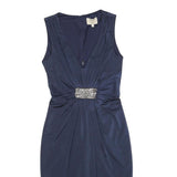 JENNY PACKHAM Womens Navy Blue Sleeveless Sheath Polyester Blend Dress UK 6
