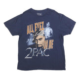 2PAC Mens Navy Blue All Eyez On Me Graphic T-Shirt L Short Sleeve Crew Neck
