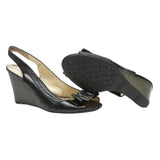 COACH Leather Womens Wedge Shoes Black UK 4.5 Comfort Stylish Dressy