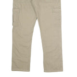 WRANGLER Mens Regular Beige Cotton Cargo Trousers W36 L30 Casual Zip Closure